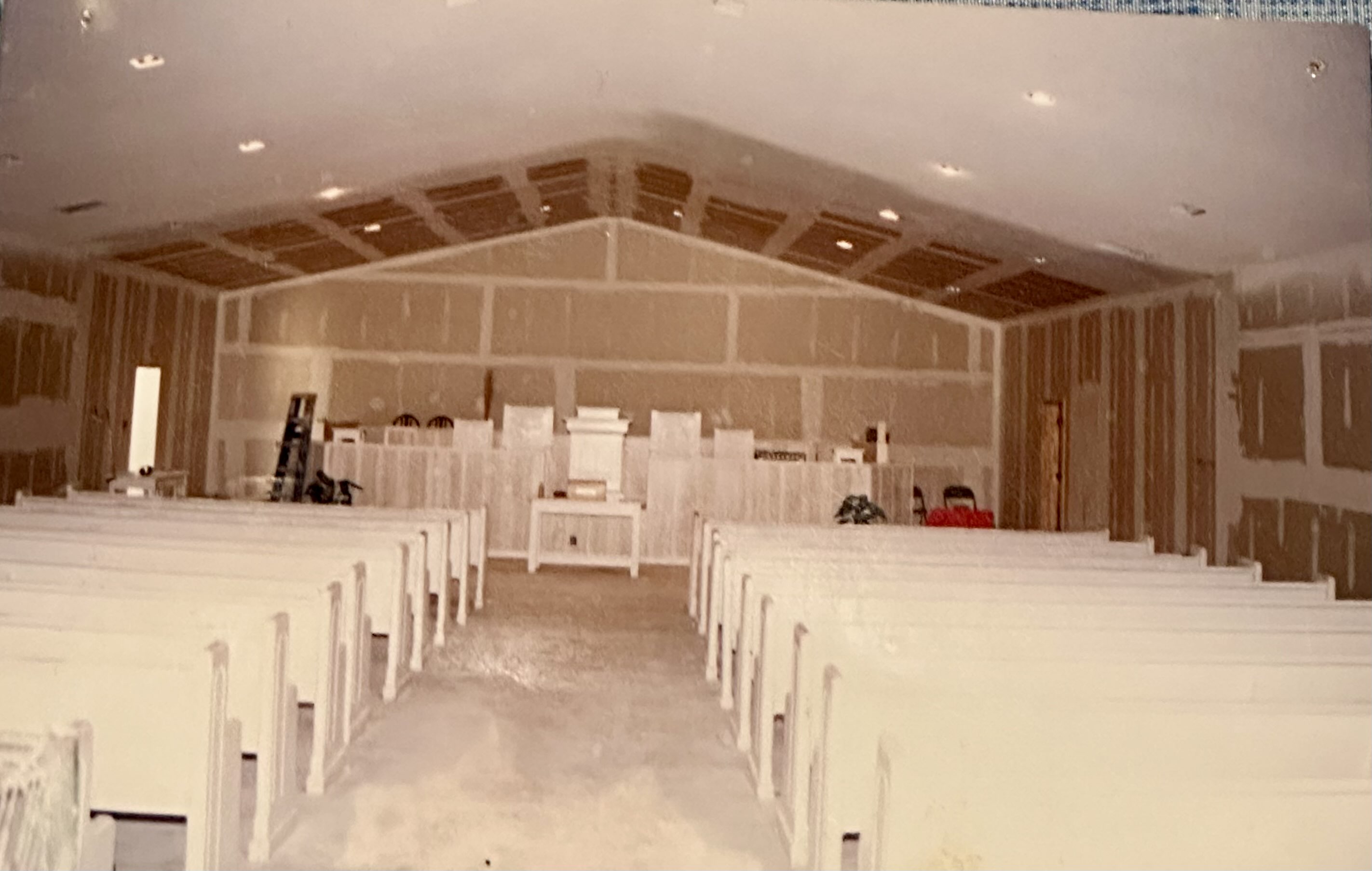 Inside of church being constructed back in the early 1990s.